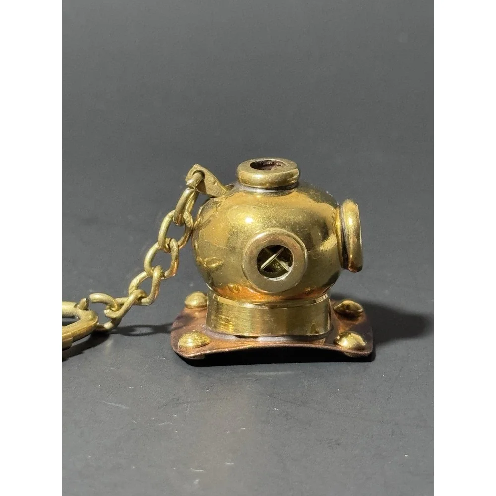 Vintage Nautical Diving Helmet Brass Keychain